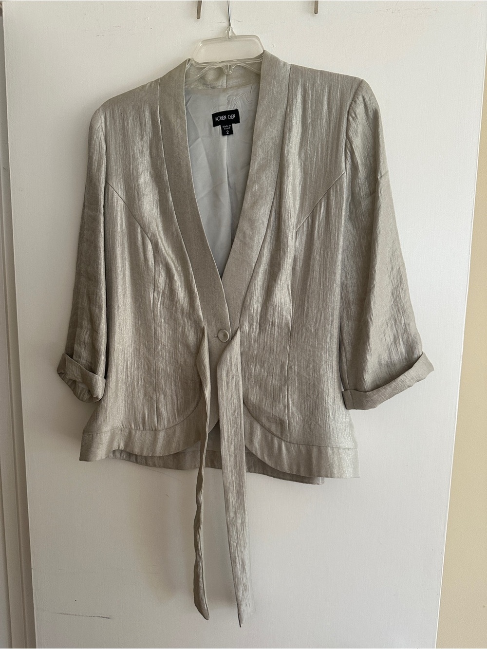 Ronen Chen Silver Tie-Front Blazer Jacket